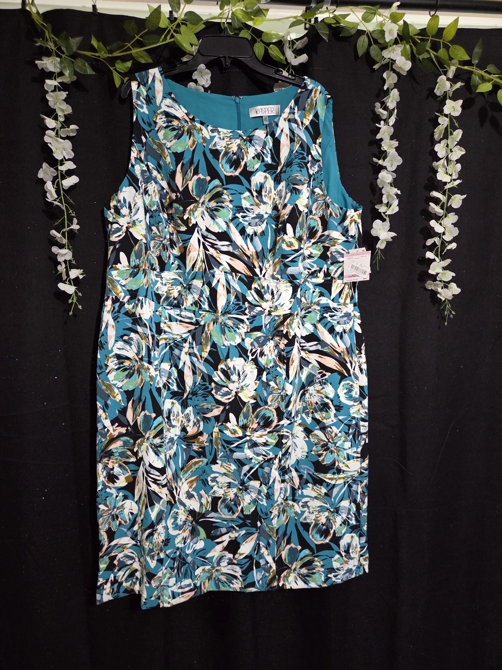 Kasper Turquoise Floral Sheath Dress